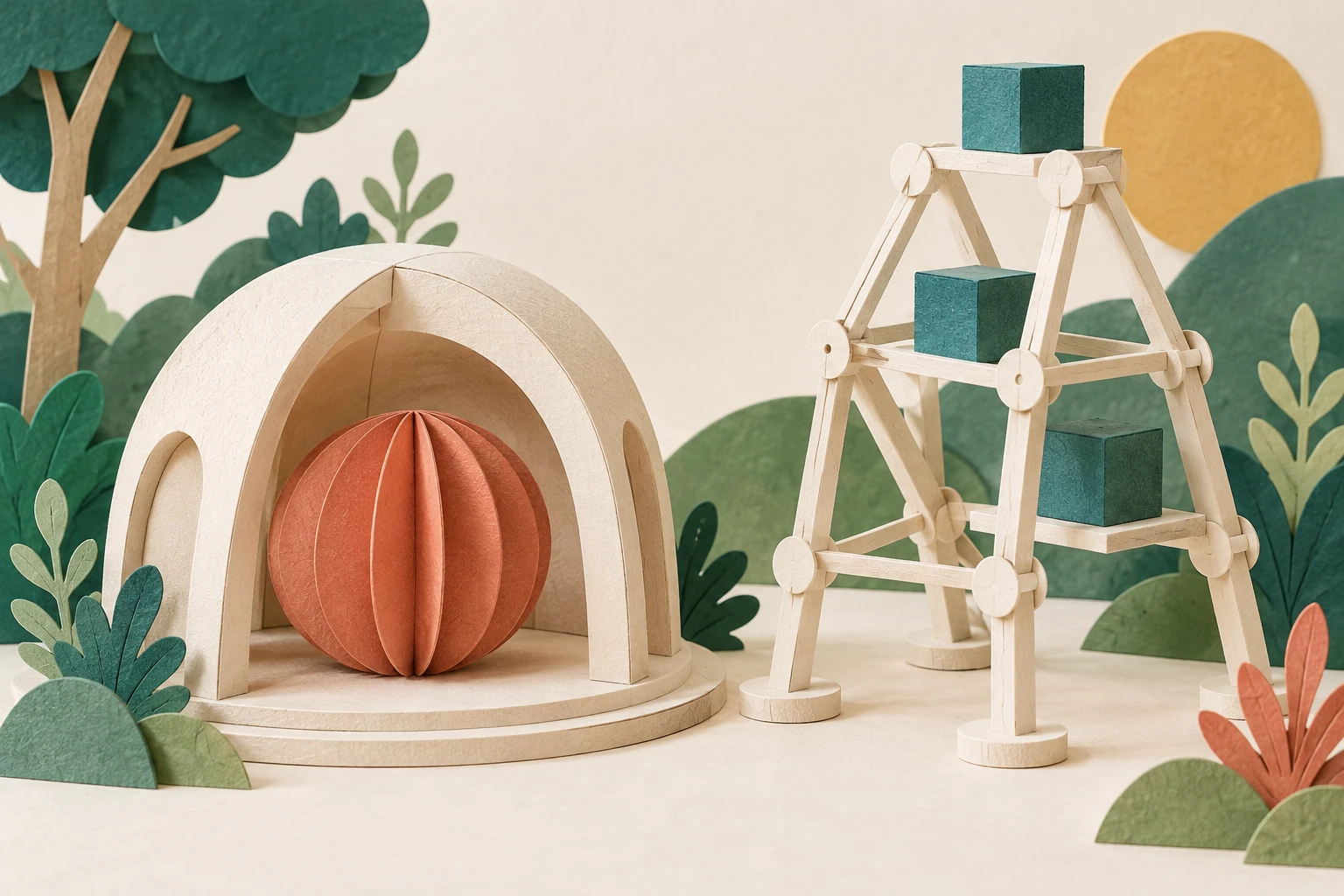 Soutenir et protéger — illustration en papier découpé.